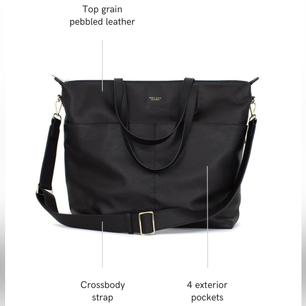 Mina Baie Amelia Black Leather Gold Hardware